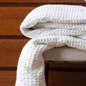 PiuBelle Portugal Full/Queen White Textured Luxury Cotton Coverlet Bedspread